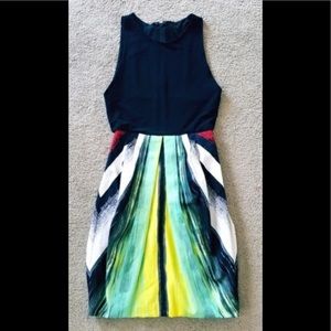 NWT Alice + Olivia black multi midi dress